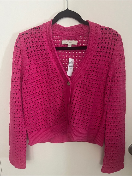 LOFT Sweaters - NEW Loft Knitted Cardigan in Fuschia Pink size Small.